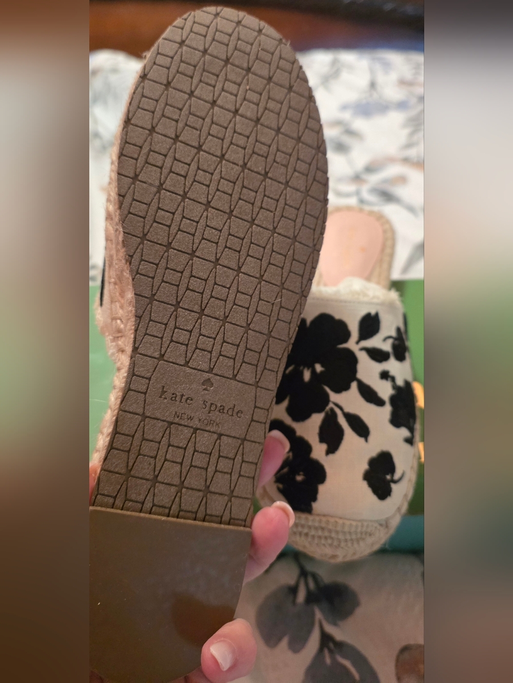 kate spade Cream Espadrille Slip-On with Black Floral Embroidery - Picture 2 of 7